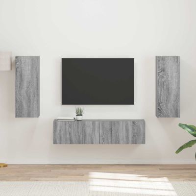 vidaXL Zostava TV skriniek Nástenný 2 pcs Sivý Sonoma Kompozitné drevo