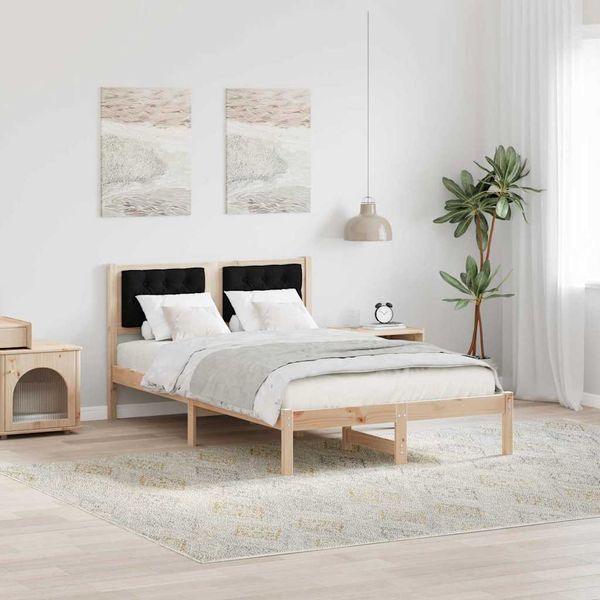 vidaXL Rám postele Čierna 135 x 190 cm Masívne borovicové drevo