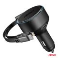 Nabíjačka do auta výsuvná C kábel + lightning kábel + USB C port 12/24V 60W AMiO-04370