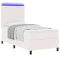 vidaXL LED box s pružinami s čelnou doskou Krémová a biela 80 x 200 cm