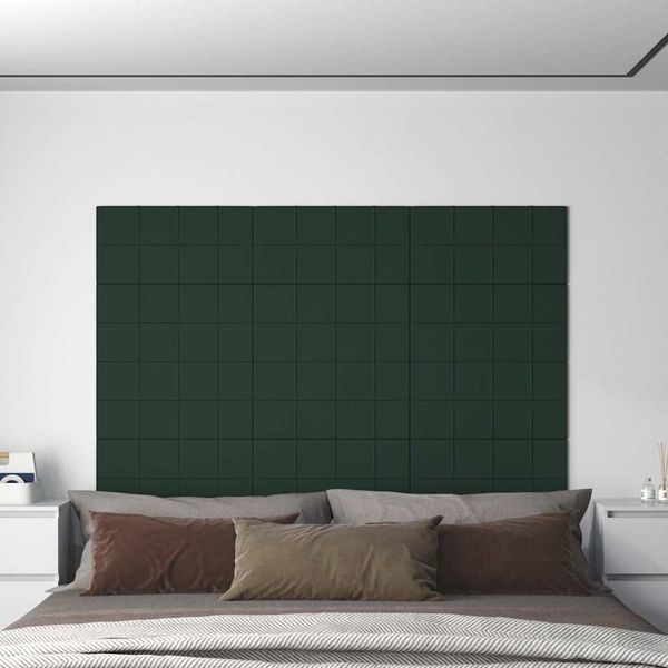 vidaXL Nástenné panely 12 ks tmavozelené 60x30 cm látka 2,16 m²