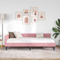 vidaXL Rohový rám postele s čelnou doskou Ružová 100 cm x 200 cm Zamat