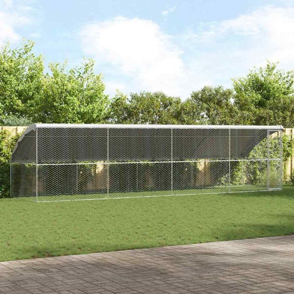 vidaXL Psí kennel 4 pcs Strieborná 8 x 2 x 2 m Pozinkovaná oceľ