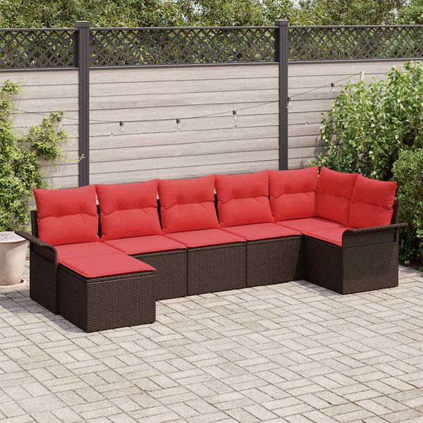 vidaXL Súprava záhradných pohoviek s úložiskom 7 pcs Béžová polyratan