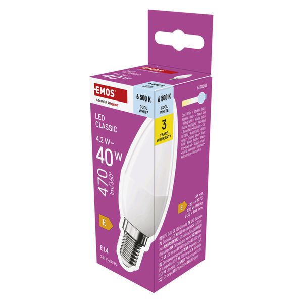 EMOS LED CLS CANDLE 4,2 W (40 W) 470lm E14 CW