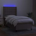 vidaXL Posteľ boxsping s matracom a LED sivohnedá 80x200 cm látka