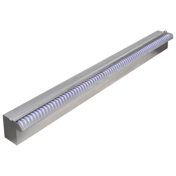 Obdĺžniková bazénová fontána/vodopád s LED, nehrdzavejúca oceľ 90 cm
