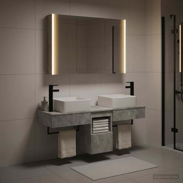 vidaXL Set kabinetov do kúpeľne 4 pcs Betónovo sivá