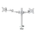 Neomounts FPMA-D935DG /Držák displeje/na stůl/10-27"/průchodka/3čepy/VESA 100X100/nosn.2x6kg/2 displeje/stříbrný Držák, VESA, stolní, pro 2 ploché monitory, úhloprícka 10"-27", náklon 180°, otácení 300°, rotace 360°, nosnost 12kg, stríbrný