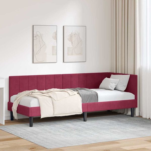 vidaXL Rohový rám postele Víno červené 80 cm x 200 cm Zamat