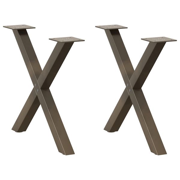 vidaXL Nohy konferenčného stolíka v tvare X, 2 ks, prírodná oceľ, 50 x (42-43) cm, oceľ