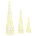 vidaXL Vianočný stromček 3 ks 90 LED Teplá biela 20 x 20 x 80 cm Akryl