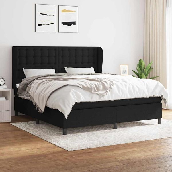 vidaXL Posteľný rám boxspring s matracom čierny 180x200 cm látka