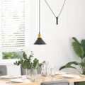 vidaXL Závesná lampa s nastaviteľnou výškou E27 lesklá čierna Ø 22 cm kovová