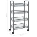 vidaXL Kuchynský vozík so 4 poschodiami sivý 46x26x85 cm železný