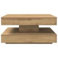 VidaXL Konferenčný stolík otočný o 360stupňov dub artisan 70x70x34,5cm