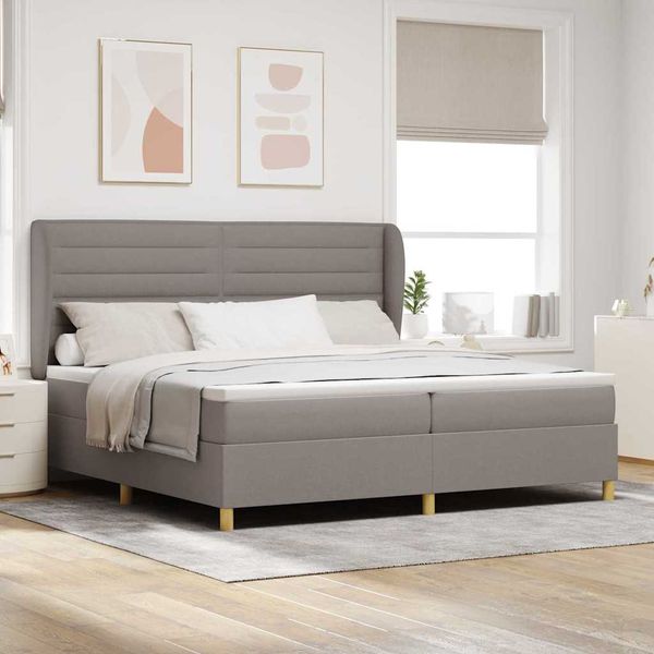 vidaXL Posteľ s pružinovým rámom Sivohnedá 200 x 200 cm látka