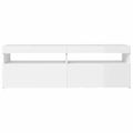 vidaXL TV skrinka s LED svetlami lesklá biela 120x35x40 cm
