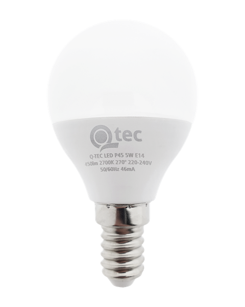 LED žiarovka Qtec 5W P45 E14 2700K