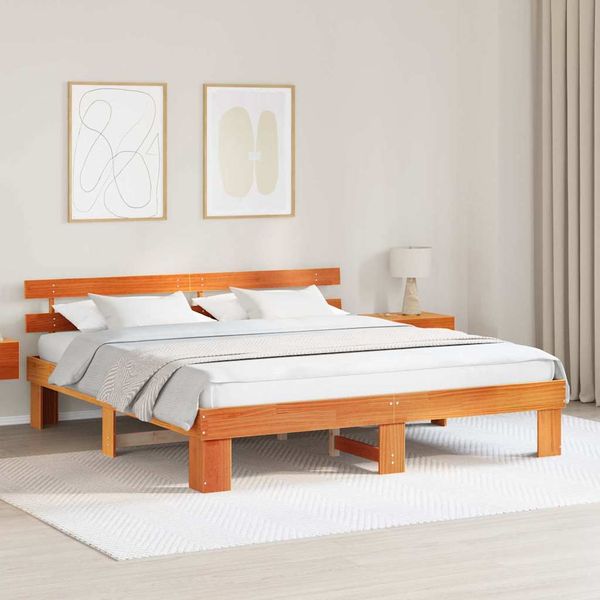 vidaXL Rám postele Včelí hnedý 200 x 200 cm Masívne borovicové drevo
