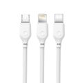 Kábel XO NB103 3v1 USB - Lightning + USB-C + microUSB 1,0 m 2,1A biely