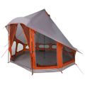 vidaXL Tipi stan so strechou Šedá a oranžová 404 x 370 x 270 cm taft