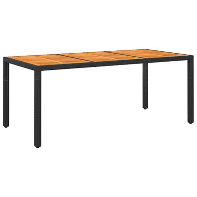 vidaXL Záhradný stôl 190x90x75 cm akáciové drevo a polyratan čierny