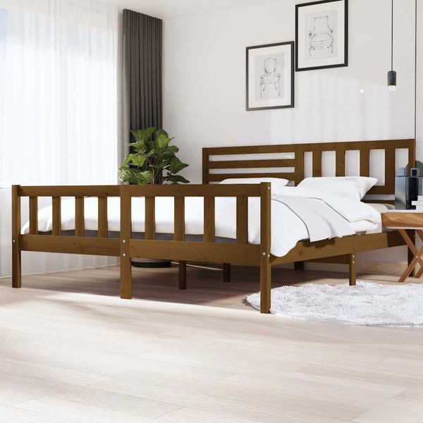 vidaXL Posteľný rám medovo-hnedý masívne drevo 200x200 cm