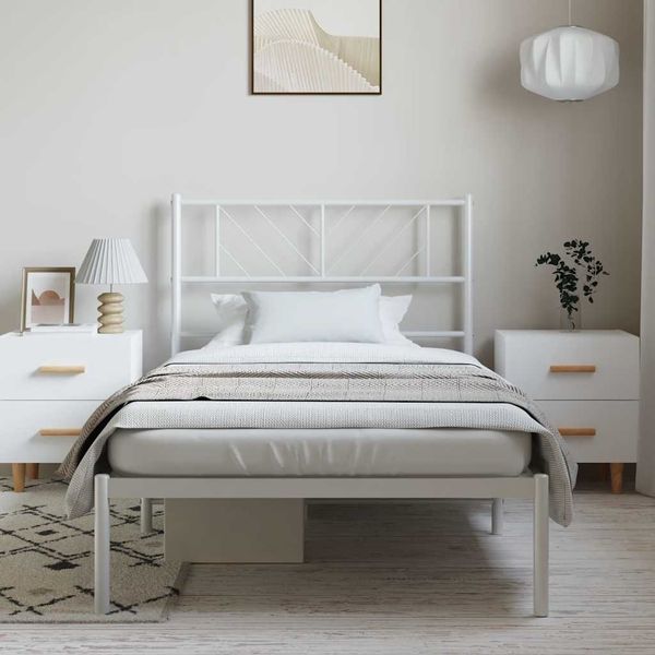 vidaXL Kovový rám postele s čelom biely 100x200 cm