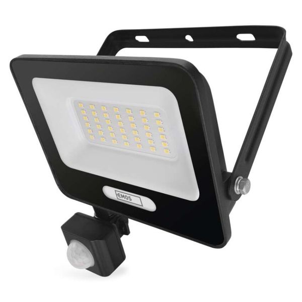 LED reflektor GLARO s pohybovým čidlom, 30 W, čierny, IP54, 3000 lm, neutrálna biela