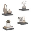 vidaXL Plávajúce nástenné police 4 ks, lesklé sivé 23x23,5x3,8cm, MDF