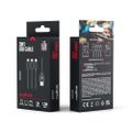 Maxlife 3in1 cable USB - Lightning + USB-C + microUSB 1,0 m 2,1A black nylon