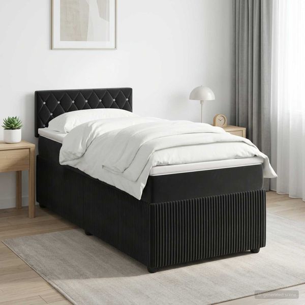 vidaXL Posteľ boxspring s matracom Čierna 80 x 200 cm Zamat