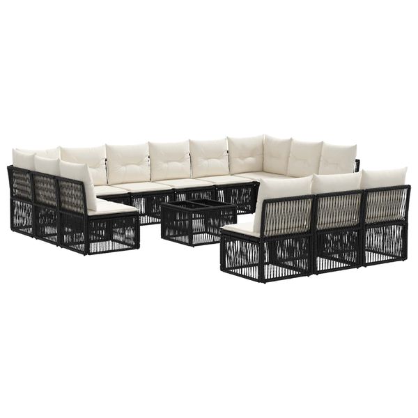 vidaXL Súprava záhradných pohoviek 14 pcs Čierna polyratan