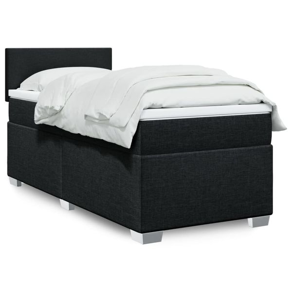 vidaXL Boxspring posteľ s matracom čierna 100x200 cm látka