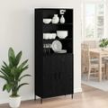 vidaXL Highboard Čierny dub 69,5 x 34 x 180 cm Kompozitné drevo