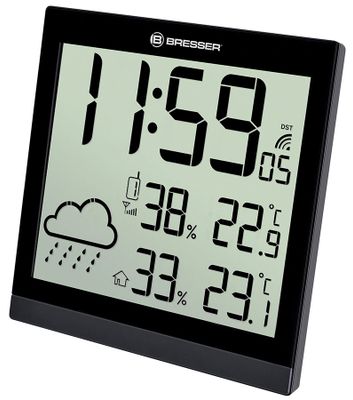 Meteostanica Bresser TemeoTrend JC LCD RC (nástenné hodiny), čierna
