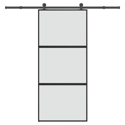 vidaXL Posuvné dvere s kovaním tvrdené sklo a hliník úzke 90x205 cm