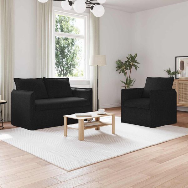 vidaXL Sada pohoviek 2 pcs Čierna 136 x 82 x 85 cm Látka