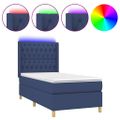 vidaXL Posteľ boxsping s matracom a LED modrá 100x200 cm látka