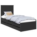 vidaXL Rám postele so zásuvkou Čierna 75 x 190 cm Inžinierske drevo
