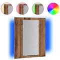 vidaXL LED zrkadlová skrinka staré drevo 40x12x45 cm kompozitné drevo
