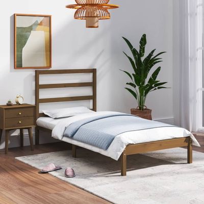 vidaXL Posteľný rám medový drevený masív 75x190cm malé jednolôžko