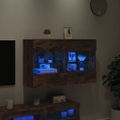 vidaXL TV nástenná skrinka s LED svetlami dymový dub 98,5x30x60,5 cm