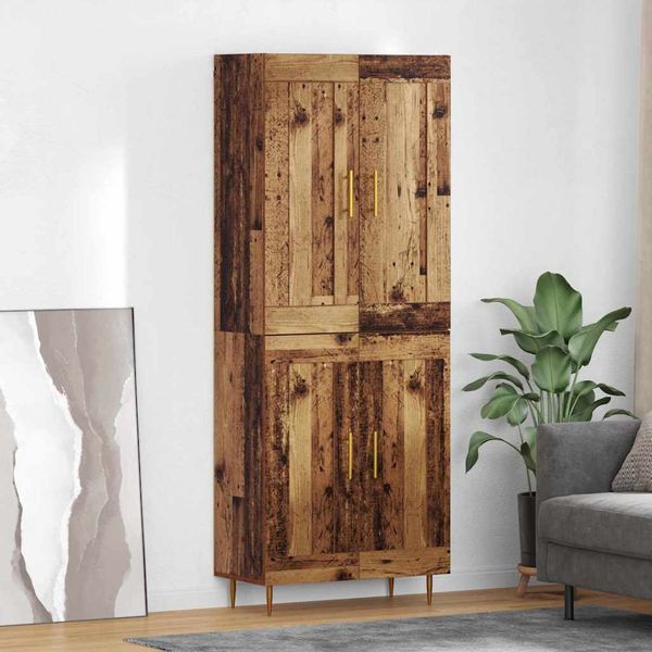 vidaXL Highboard Staré drevo 69,5 x 34 x 180 cm Kompozitné drevo