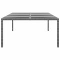 vidaXL Záhradný stôl 200x150x75 cm tvrdené sklo a polyratan sivý