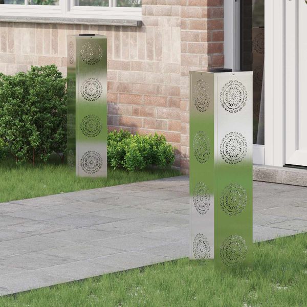 vidaXL Solárne LED svetlo na chodník 2 pcs Strieborná Nerezová oceľ