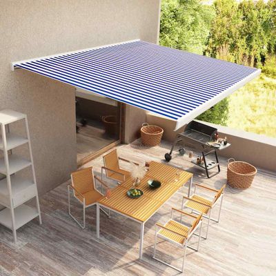vidaXL Ručne ovládaná kazetová markíza 300x250 cm modrá a biela