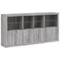 vidaXL Komoda s LED svetlami sivá sonoma 202x37x100 cm