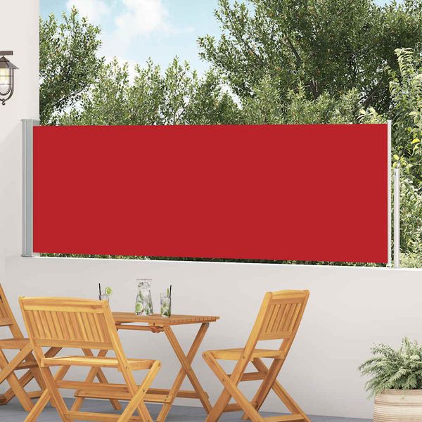 vidaXL Zaťahovacia bočná markíza na terasu 100x500 cm, červená